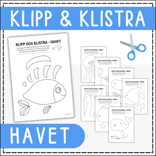 Pyssel: färglägga, klippa och klistra - tema havet