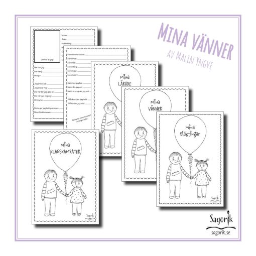 Mina vänner, Mina klasskamrater, Mina lärare, Mina släktingar. Fylla-i-bok.
