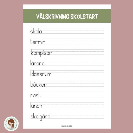 Välskrivning - skolstart