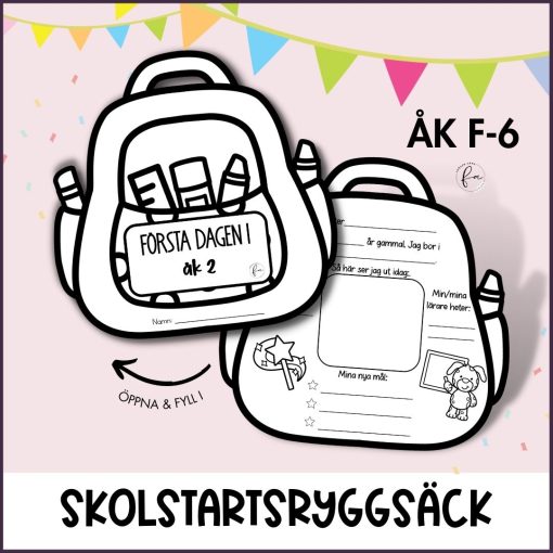 Skolstartsryggsäck - Kreativ uppgift till åk F-6