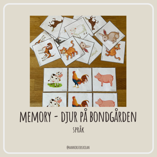 Memory - djur på bondgården (10x10cm)