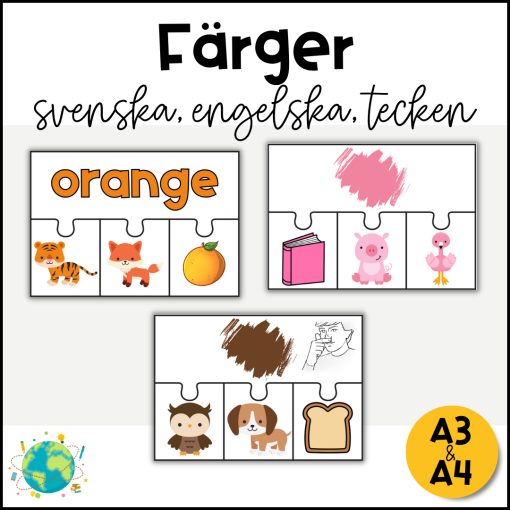 Färger Pussel - Svenska, engelska och tecken