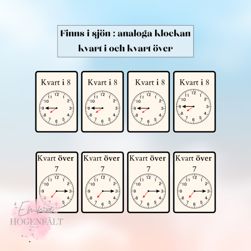 Finns i sjön - analoga klockan kvart i och kvart över