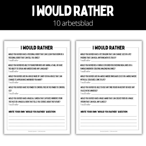 I would rather – 10 arbetsblad - 2