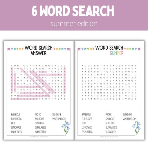 Word searches – 6 pieces – summer edition (+answer)