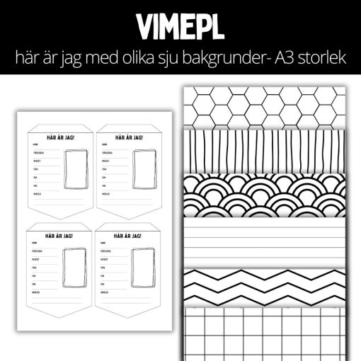 Vimpel - här är jag - med 3 olika bakgrunder