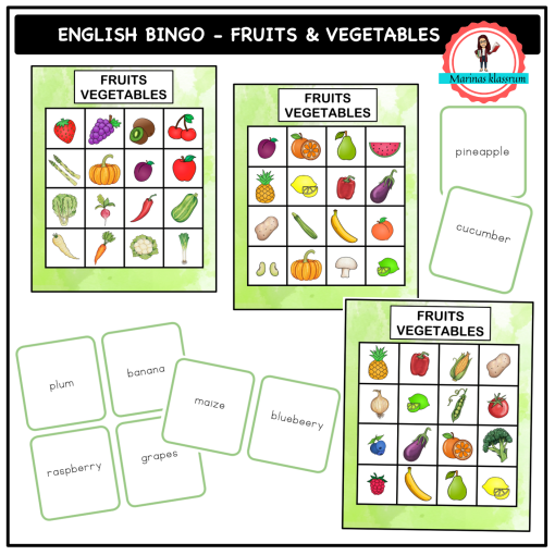 English bingo - fruits & vegetables