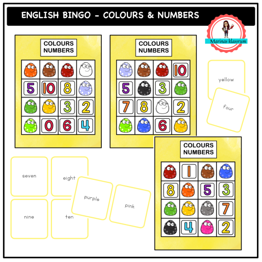 English bingo - numbers & colours