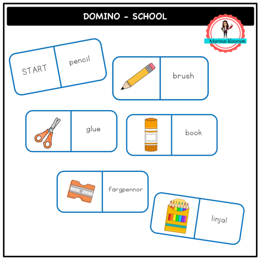 läsdomino engelska + svenska - skolan