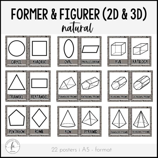 Posters - Geometriska former och figurer 2D & 3D (tema natural)
