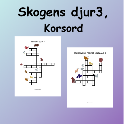 Skogens djur 3 Korsord