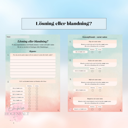 Lösning eller blandning - experiment