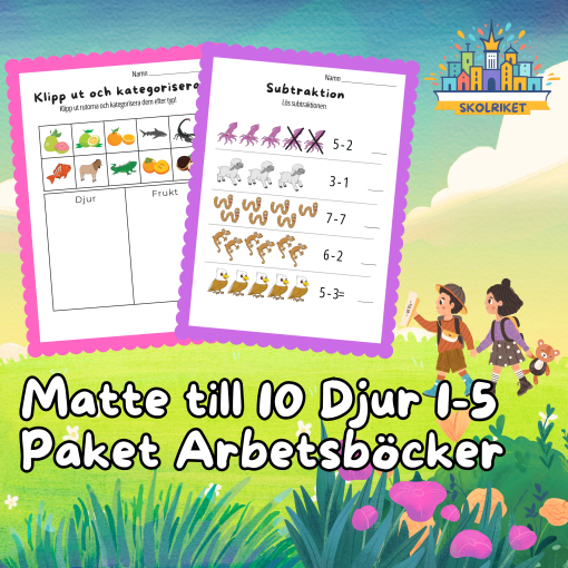 Matte till 10 Djur 1 - 5 Paket Arbetsböcker 75 Sidor