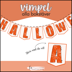 Halloweenvimpel alla bokstäver - skriv vad du vill!