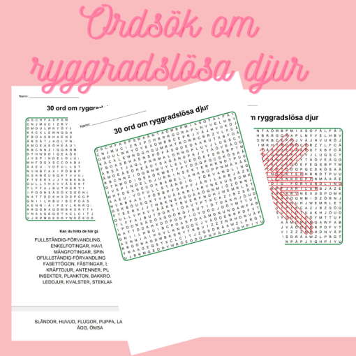 Korsord och ordsök om ryggradslösa djur