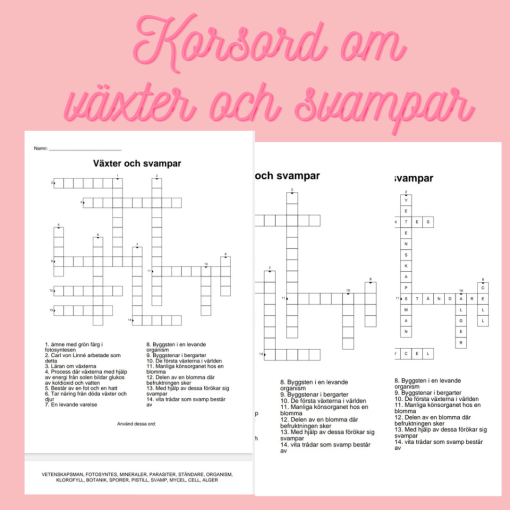 Korsord och ordsök om växter och svampar