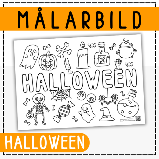 Halloween - färglägg målarbild