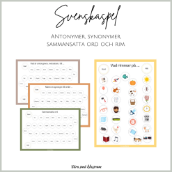 Spel - antonymer, synonymer, sammansatta ord och rim.