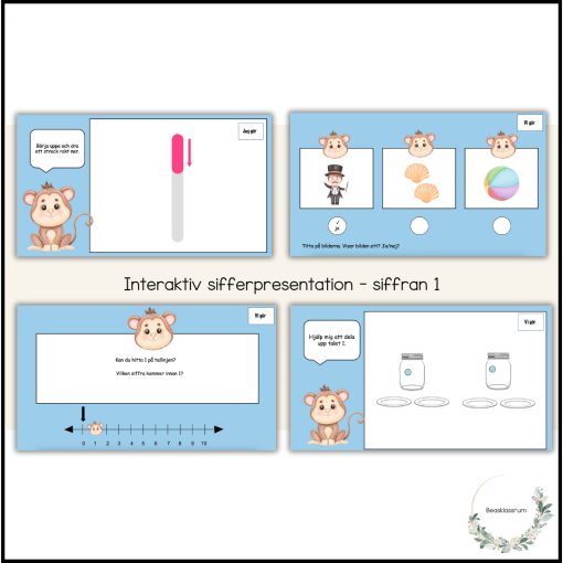 Interaktiv sifferpresentation - prova på siffran 1