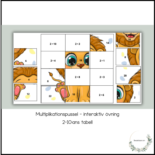 Multiplikationspussel - interaktiv övning