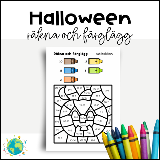 Halloween - Räkna och färglägg subtraktion