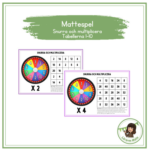 Mattespel- snurra och multiplicera (tabellerna 1-10)