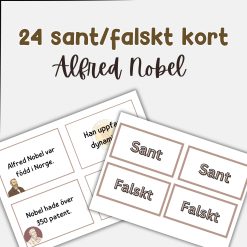 Alfred Nobel fakta (sant eller falskt kort)