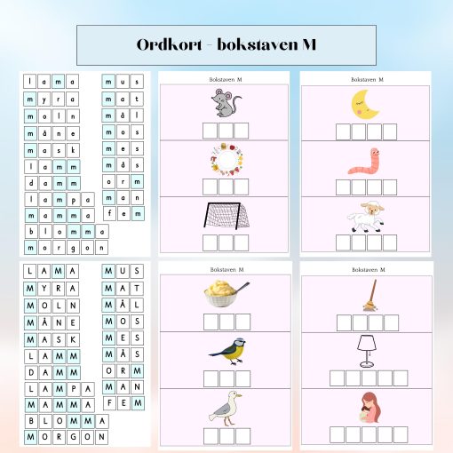 Ordkort - bokstaven M