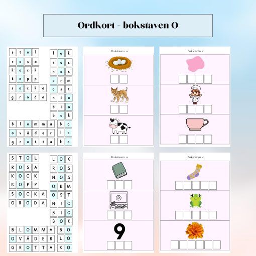 Ordkort - bokstaven O