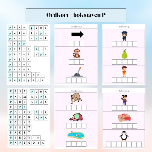 Ordkort - bokstaven P