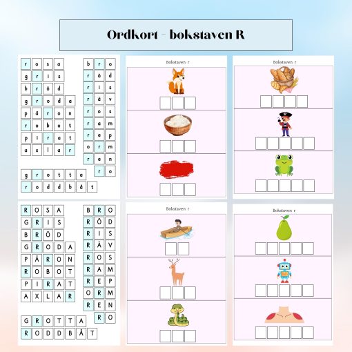 Ordkort - bokstaven R