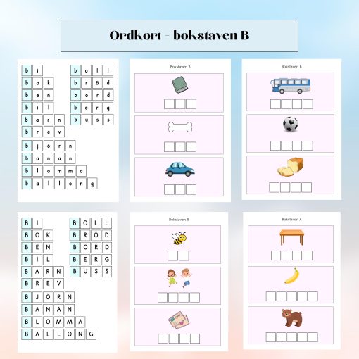 Ordkort - bokstaven B