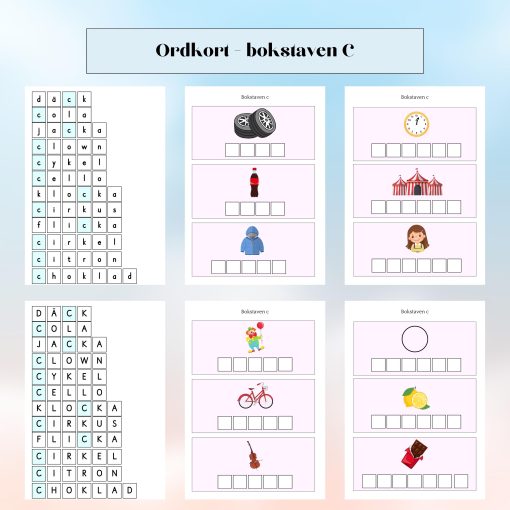 Ordkort - bokstaven C