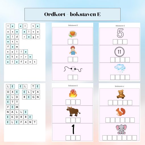 Ordkort - bokstaven E