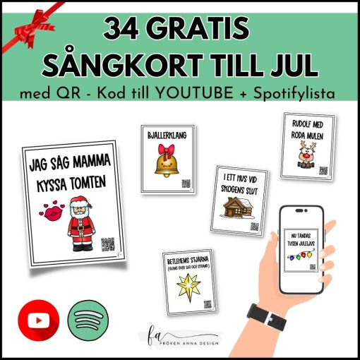34 sångkort med bildstöd för barn - tema jul