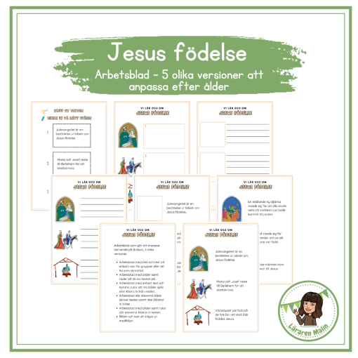 Jesus födelse - arbetsblad (fakta + bilder)