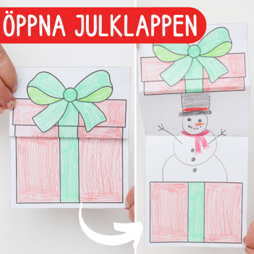 Julpyssel – julklappar som öppnas, rita och färglägg egen figur