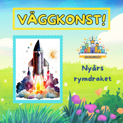 Väggkonst: Nyårs rymdraket