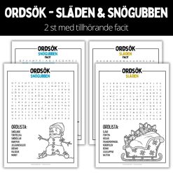Ordsök - snögubben & släden - 2