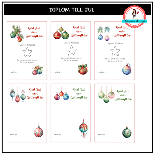 Diplom till jul - julkulor