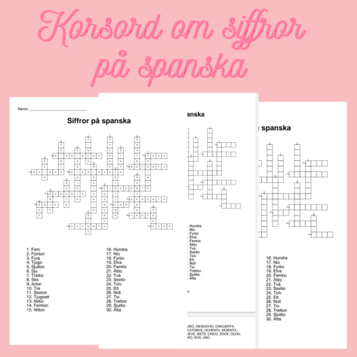 Korsord och ordsök om siffror på spanska