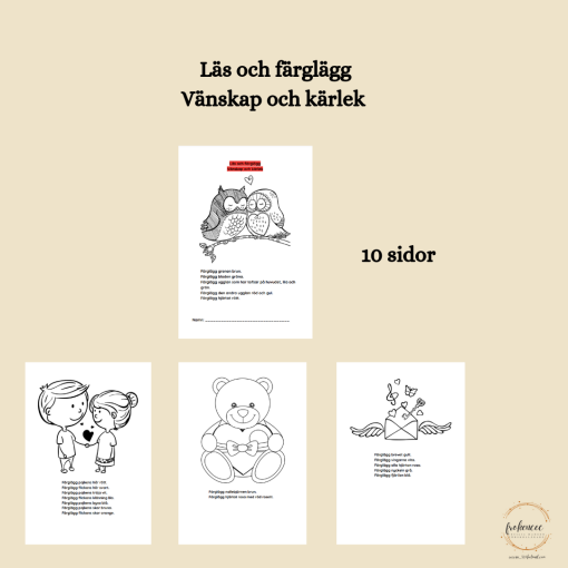 Läs och färglägg - vänskap och kärlek