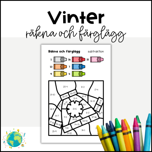 Vinter - Räkna och färglägg subtraktion