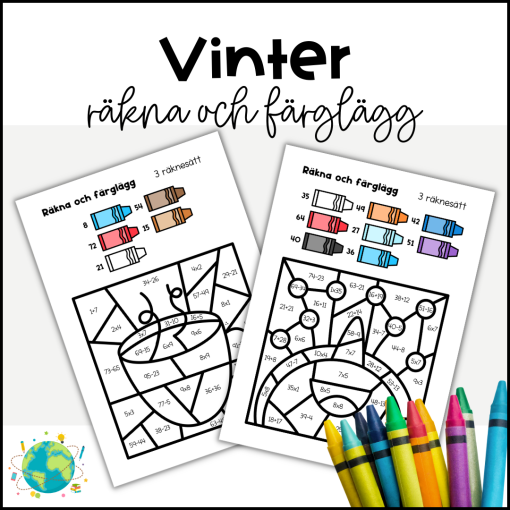 Vinter - Räkna och färglägg 3 räknesätt