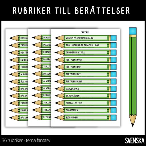 Berättelse - 36 rubriker med temat fantasy