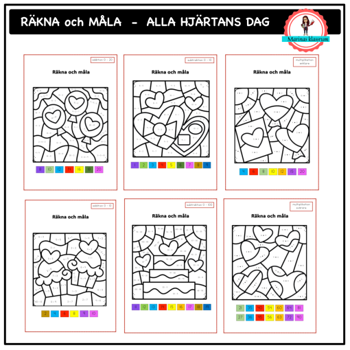 Räkna och måla - Alla hjärtans dag