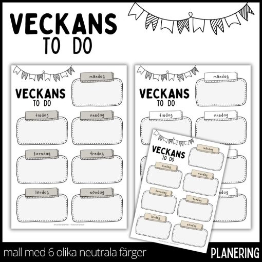 Veckans to do - i 6 olika neutrala färger