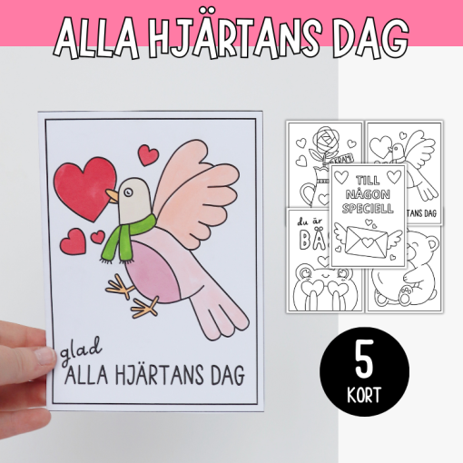 Alla hjärtans dags - kort (vikbara) 5 motiv