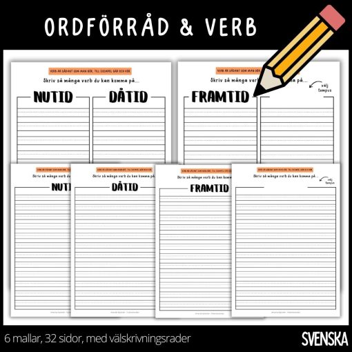 Ordförråd - Verb - 6 mallar - 32 sidor