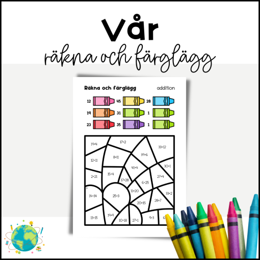 Vår - Räkna och färglägg addition